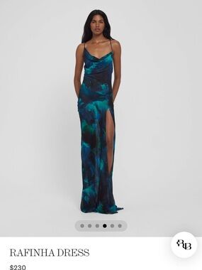 Rat & Boa Rafinha Blue-Green Printed Slip Maxi Dress with Side Slit